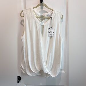 BNWT- 41 Hawthorn White Draped Blouse w/ Keyhole Front & Back Tie – Size XXL
